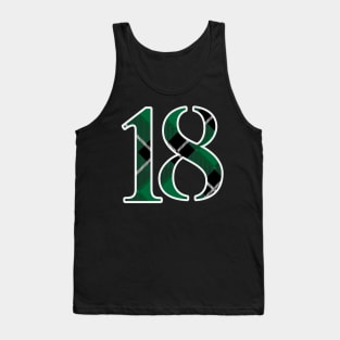 18 Sports Jersey Number Green Black Flannel Tank Top